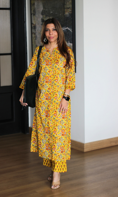 Sunshine Block Print Kurta & Cotton Block Printed Pant