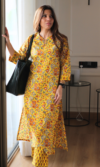 Sunshine Block Print Kurta & Cotton Block Printed Pant