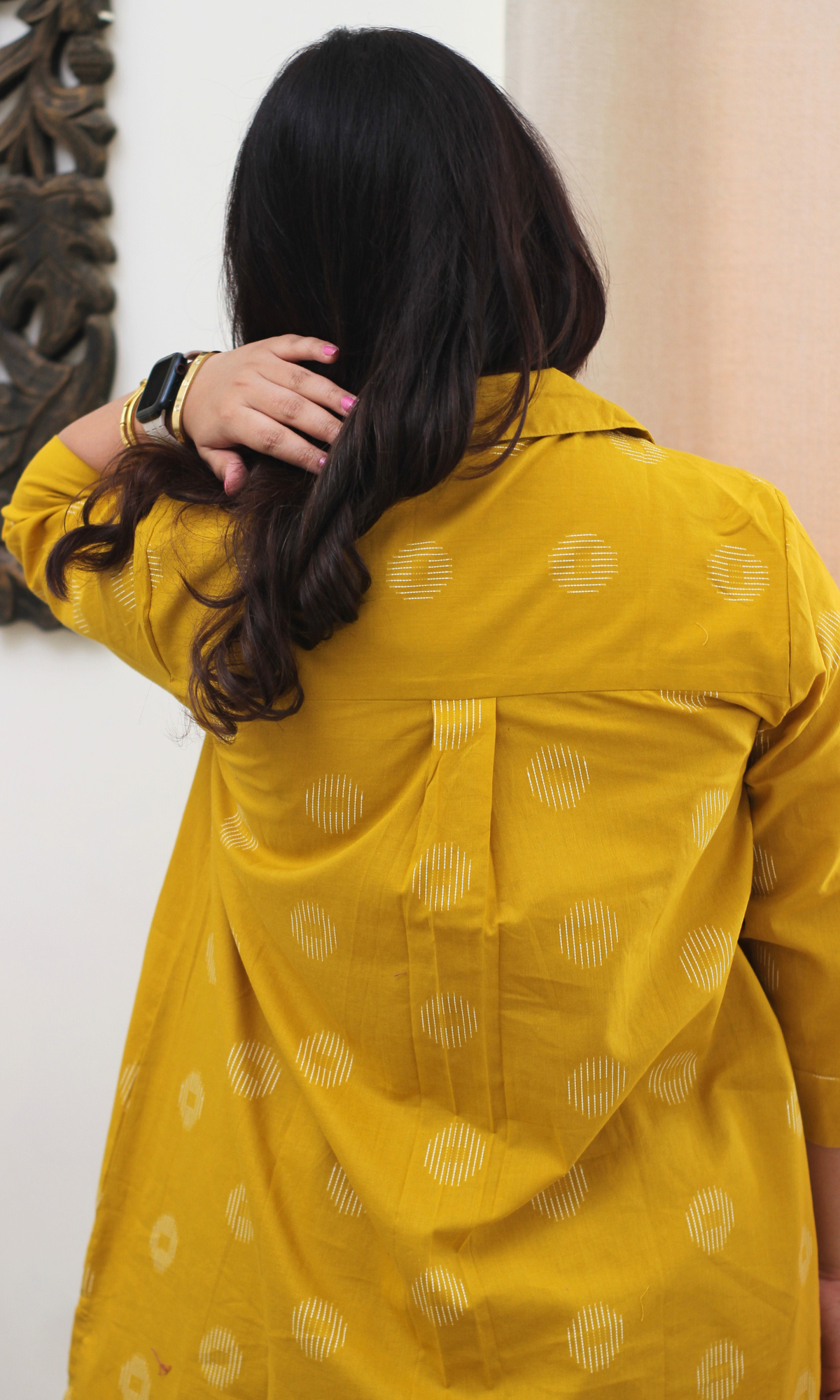 Mustard Yellow Cotton Dobby Collard Co-ord