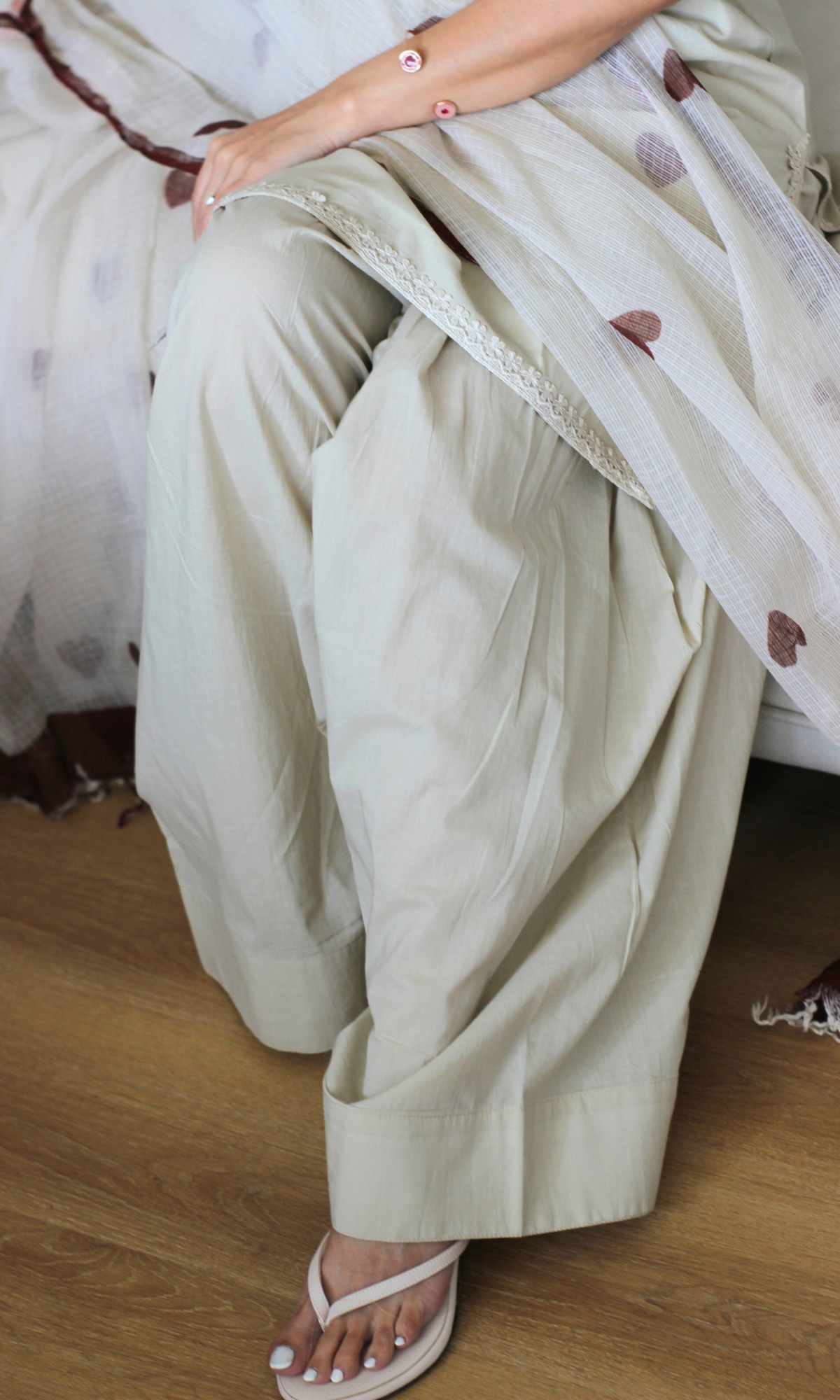 Red Hearts Hand Pianted Cotton Kurta, Farshi Salwaar & Kota Handpainted Duptaa
