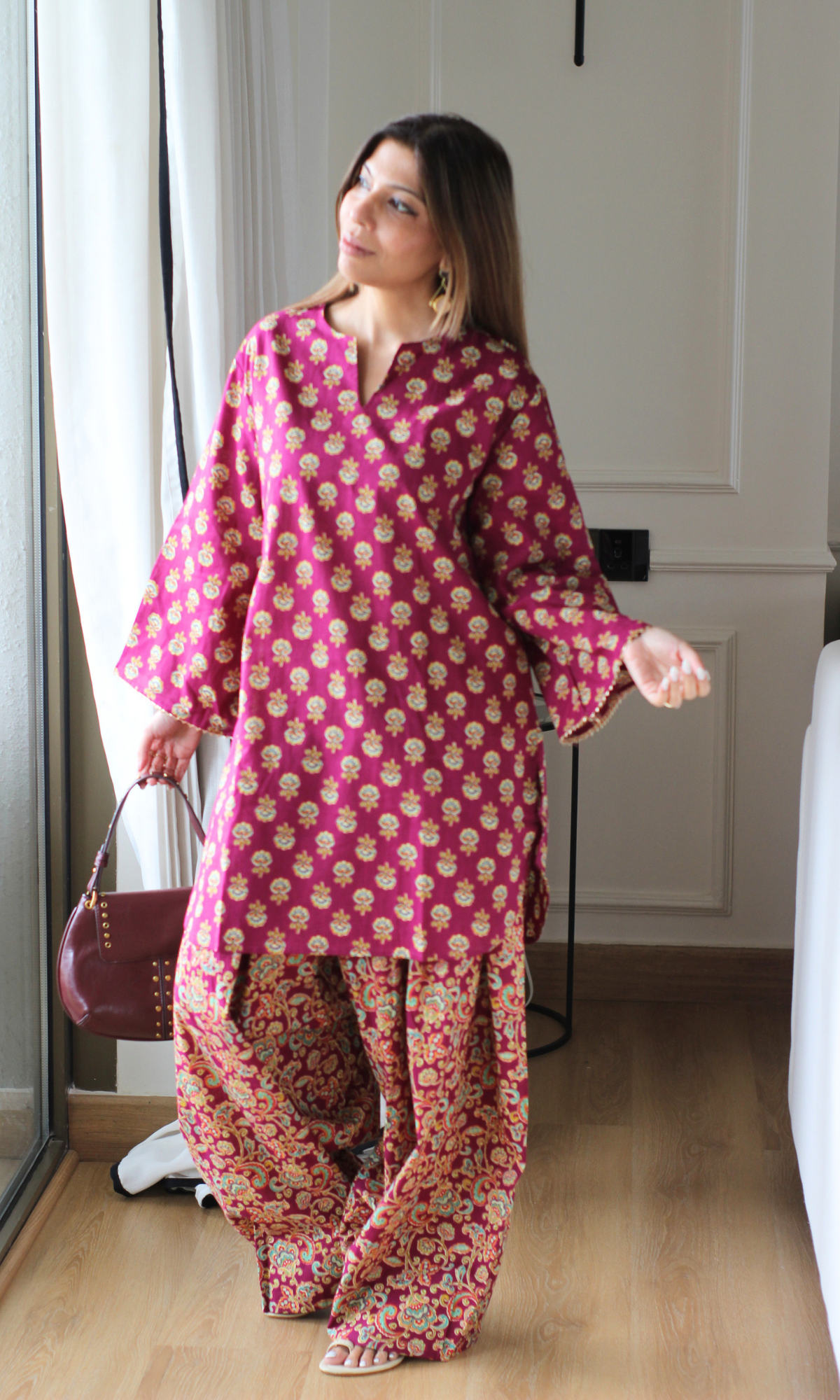 Ela Mulberry Kalamkari Kurta with Farshi Salwaar