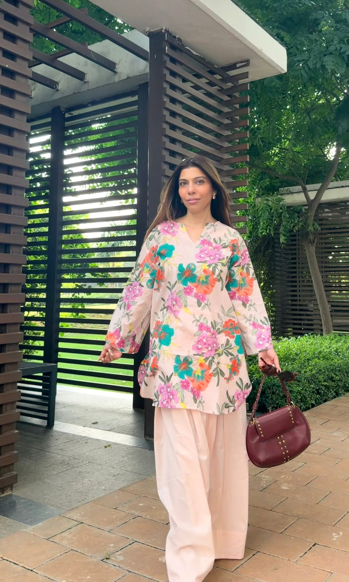 Blush Garden Cotton Kurta with Farshi Salwaar