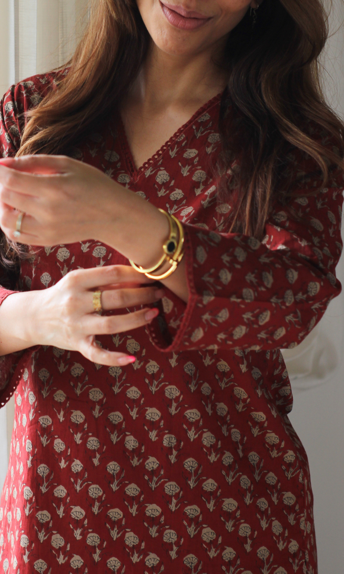 Earthy Red Booti Print Kurta with Farshi Salwaar