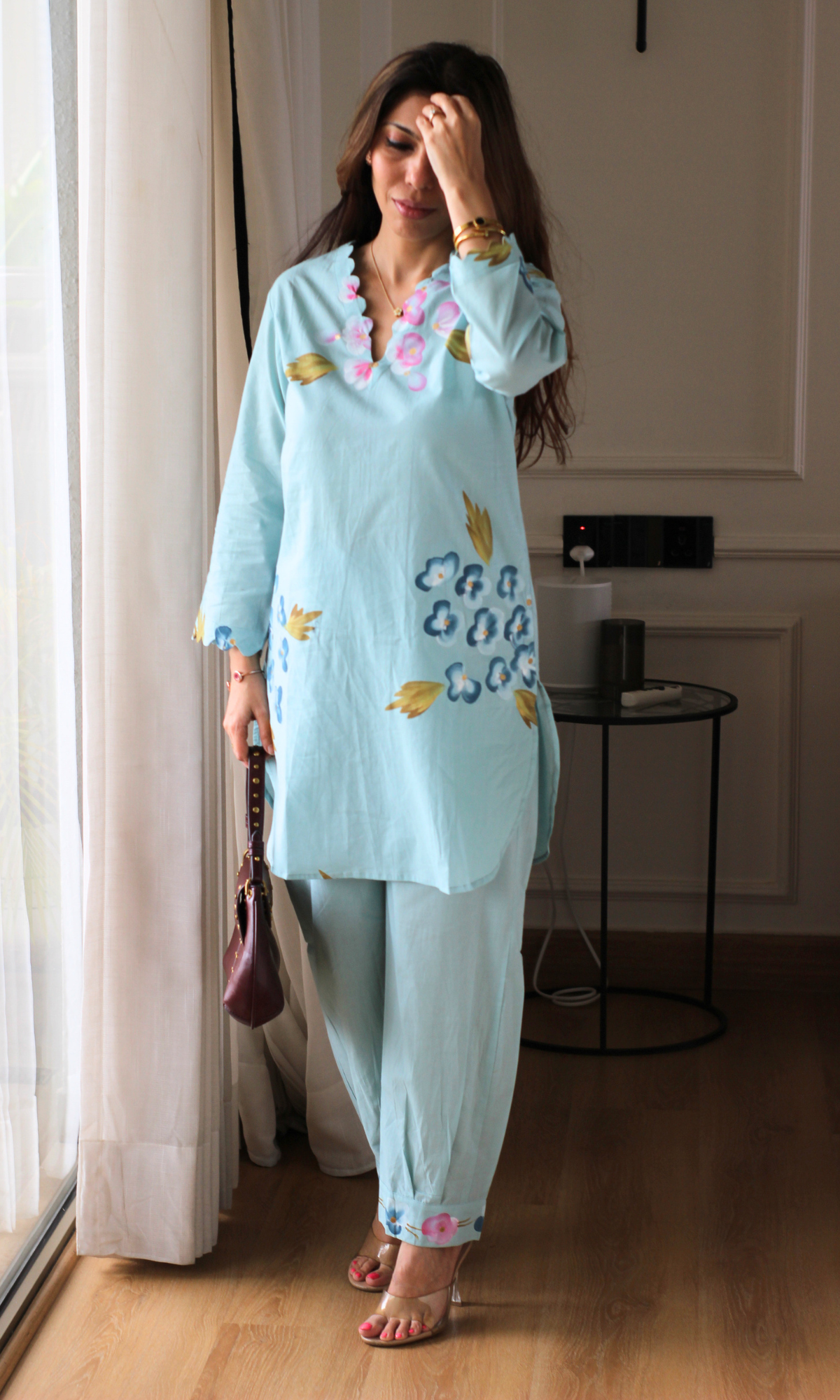 Sky Blue Elara handpainted Co-ord