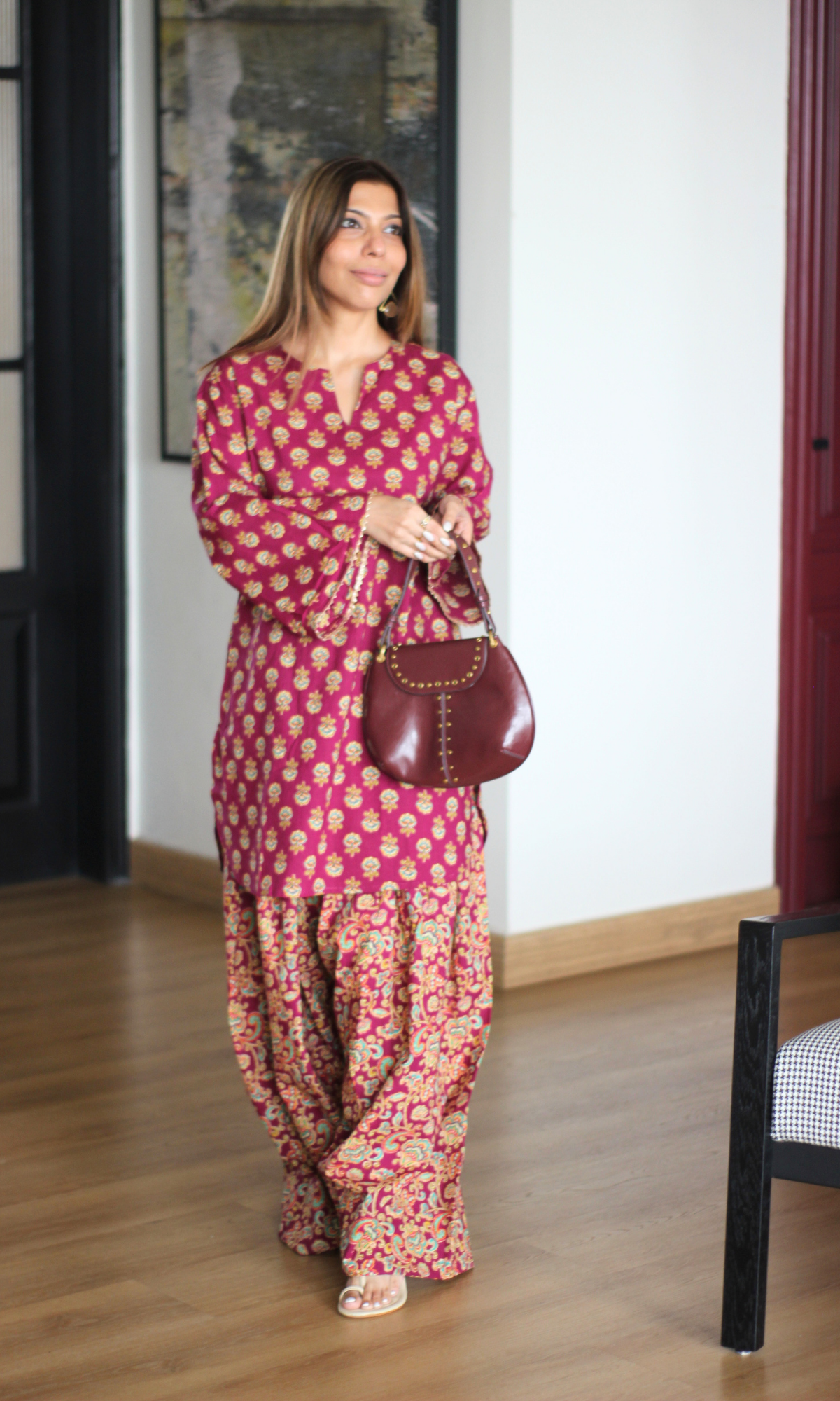 Ela Mulberry Kalamkari Kurta with Farshi Salwaar