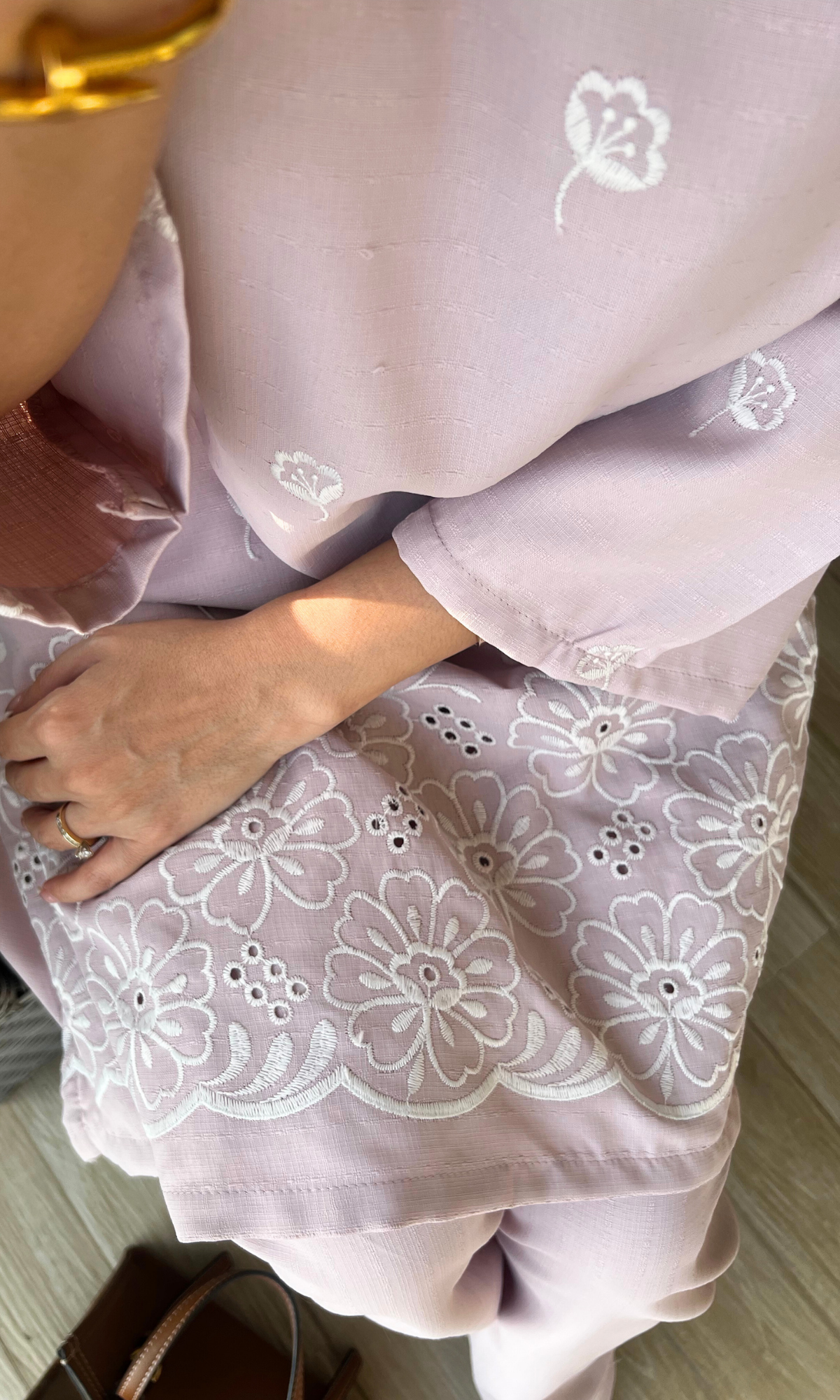 Mauve Mist Embroidered Anti Fit Kurta & Farshi Salwaar