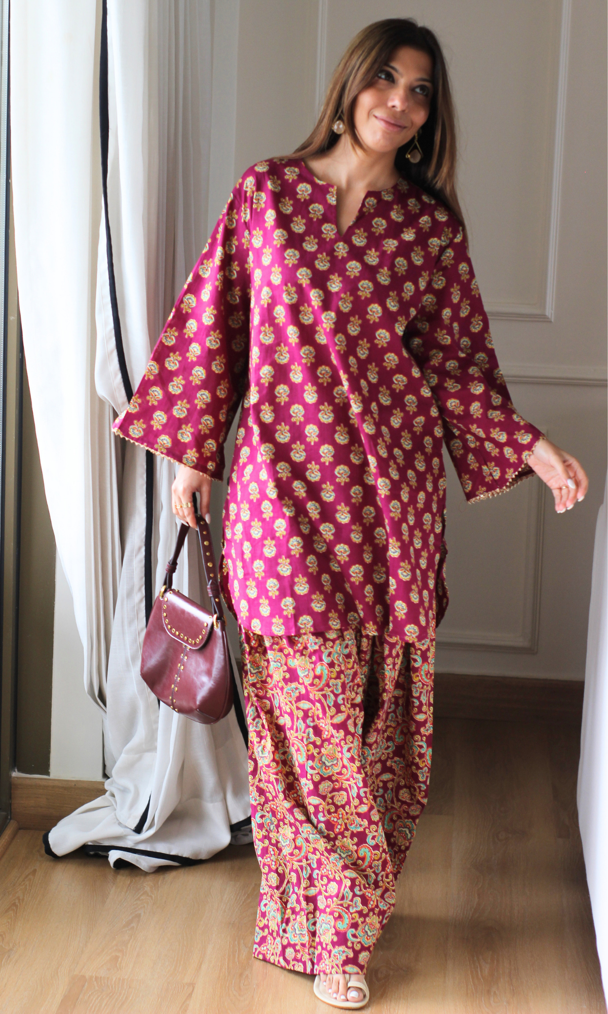 Ela Mulberry Kalamkari Kurta with Farshi Salwaar