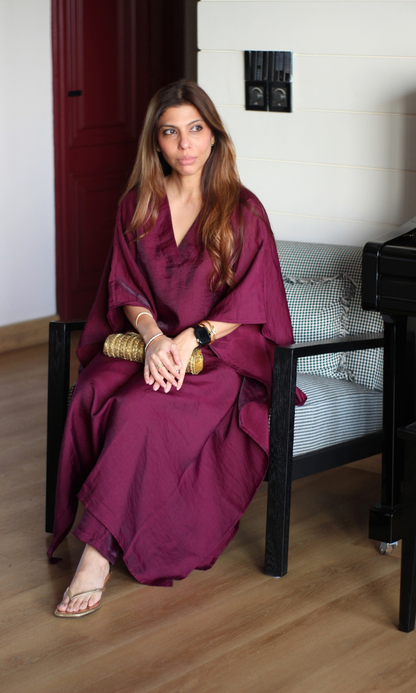 Berry Textured Kaftan Style Co-ord
