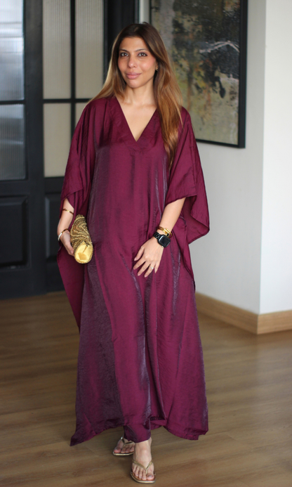Berry Textured Kaftan Style Co-ord