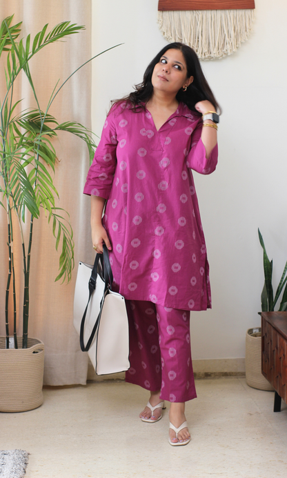 Berry Cotton Dobby Collard Co-ord