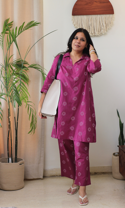 Berry Cotton Dobby Collard Co-ord