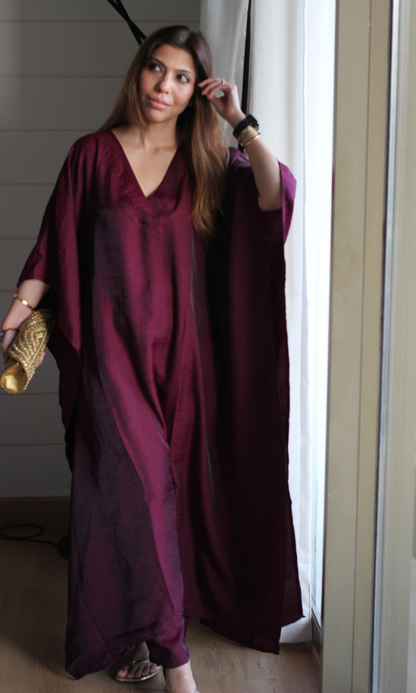 Berry Textured Kaftan Style Co-ord