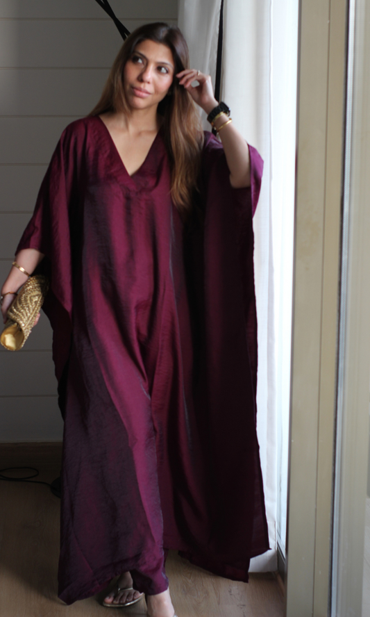 Berry Textured Kaftan Style Co-ord