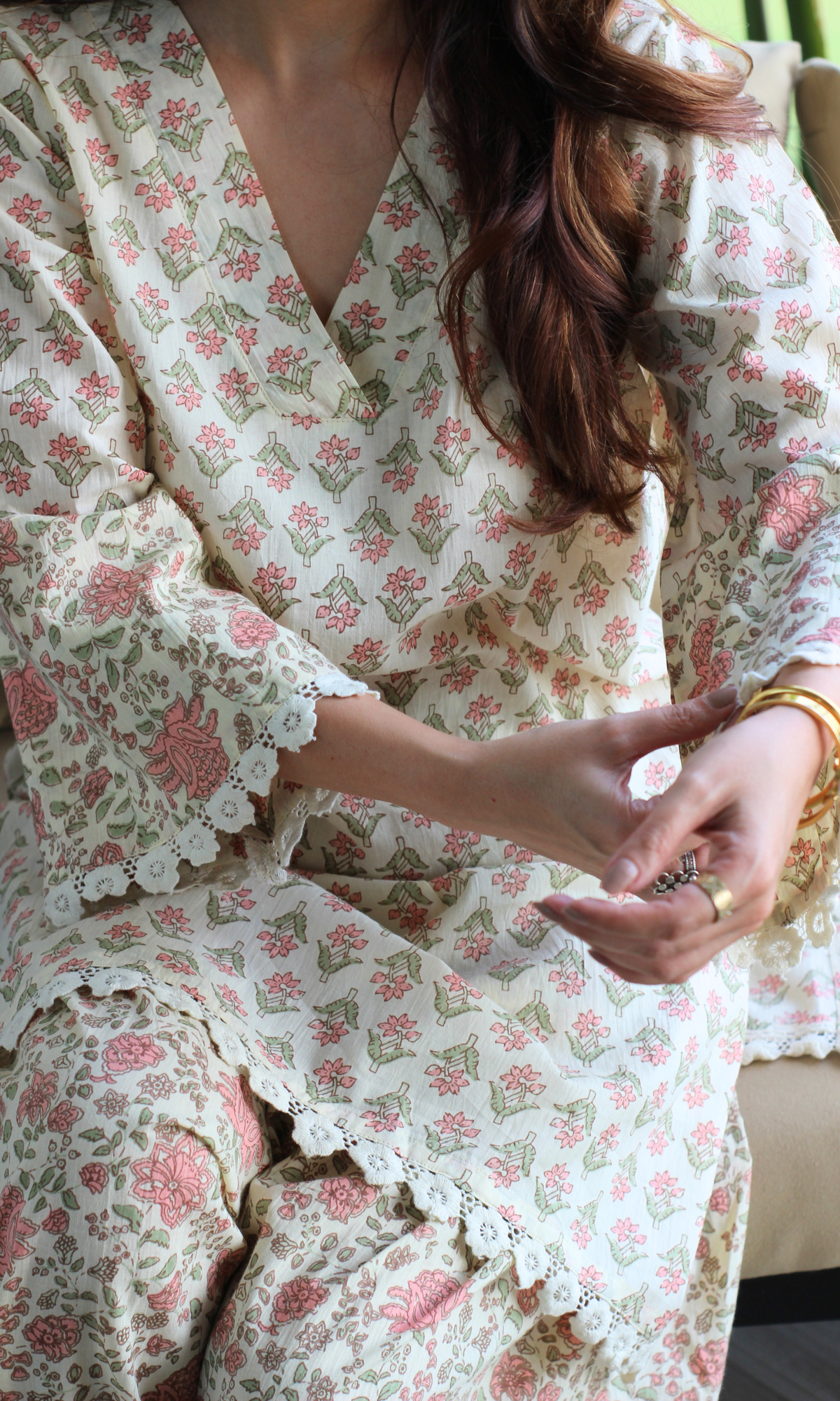 Peach Bloom Cotton Kurta with Farshi Salwaar