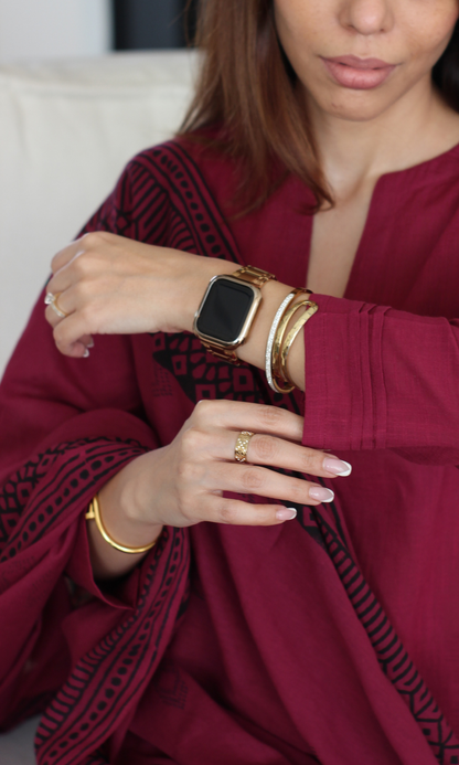 Cotton Slub Merlot Suit  with Mul Line Wave Dupatta