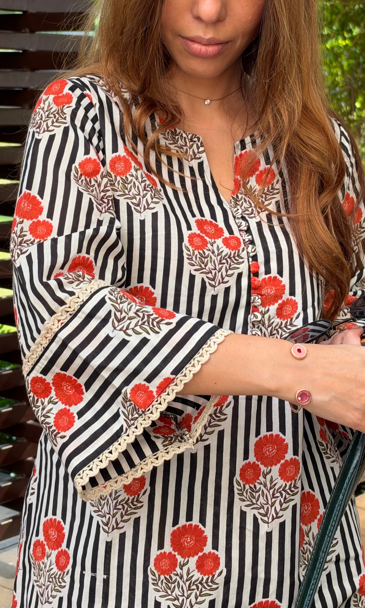 Black Kinari Block Print Kurta with Farshi Salwaar