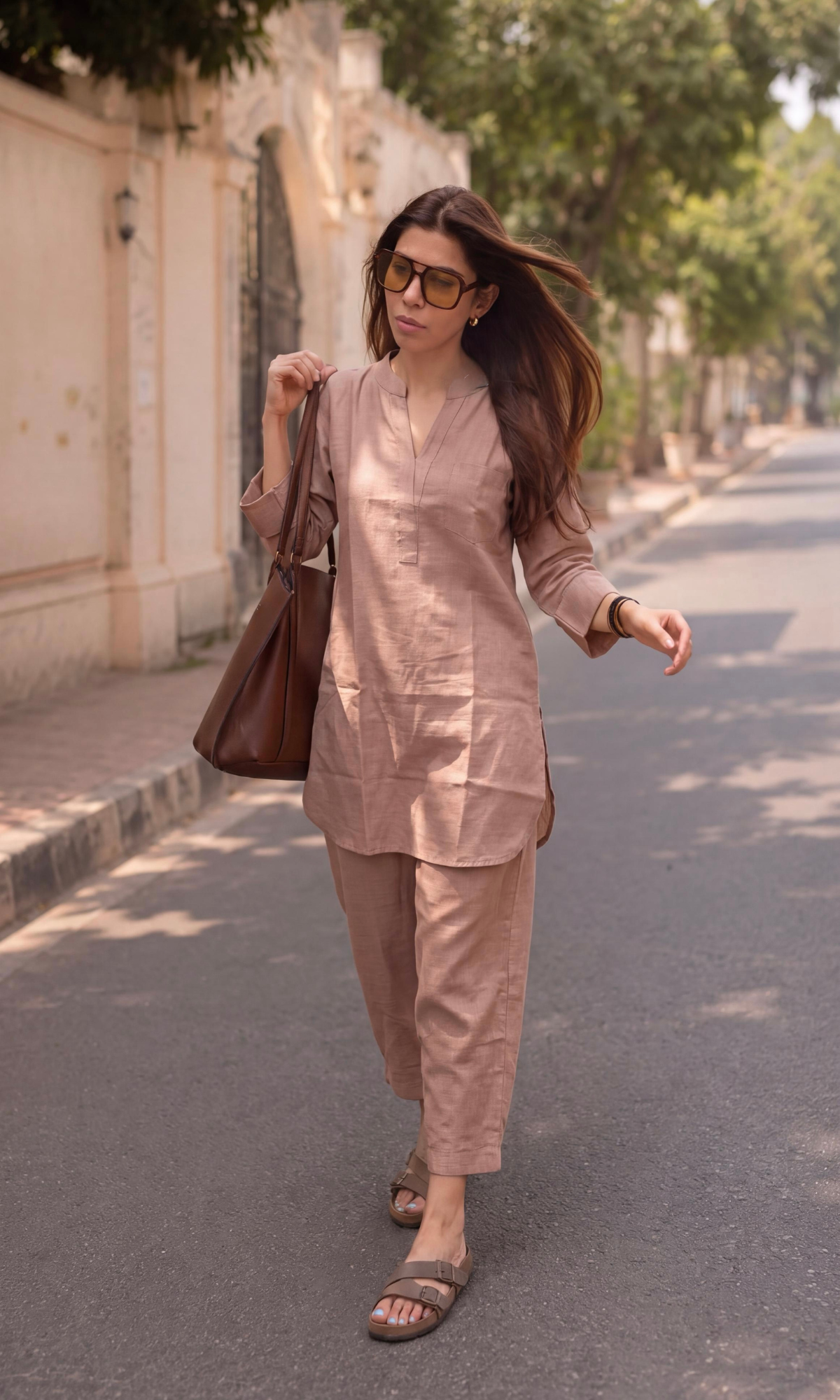 Latte Sunday Linen Kurta Set