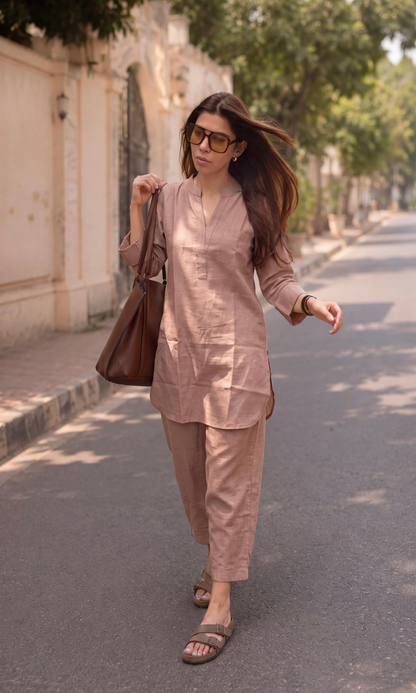 Latte Sunday Linen Kurta Set