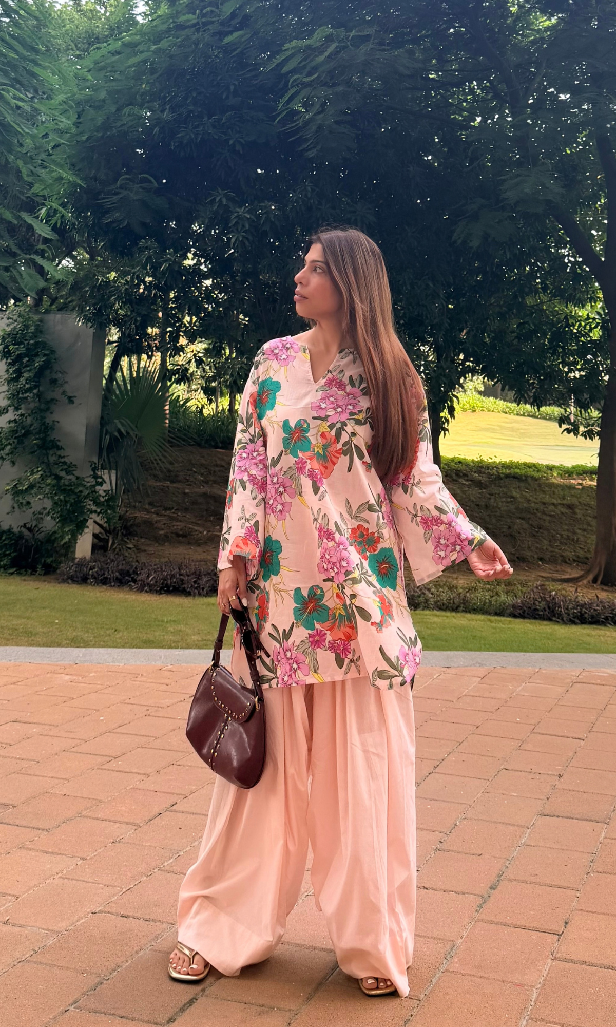 Blush Garden Cotton Kurta with Farshi Salwaar