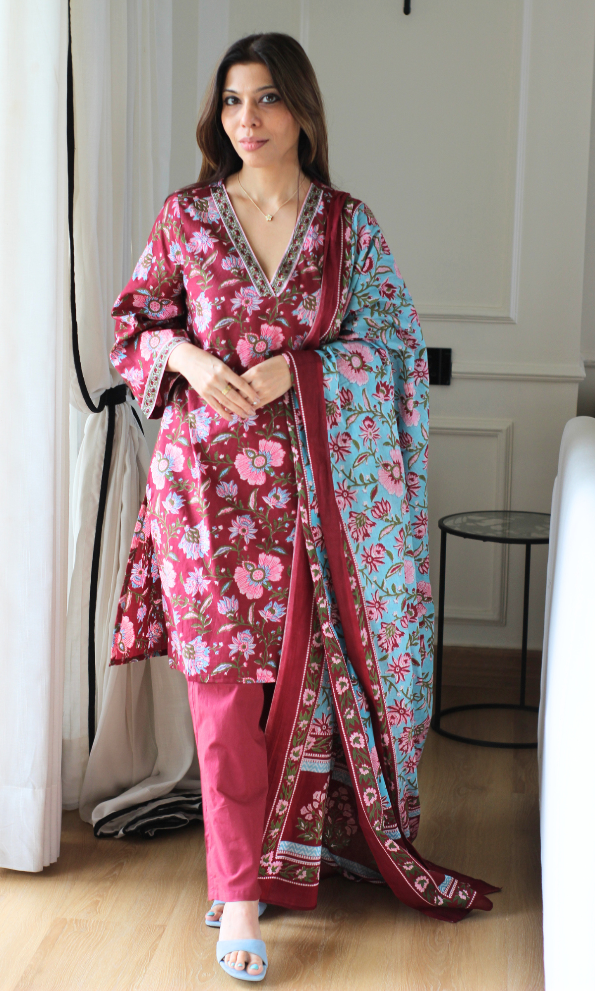 Albeli Cotton Block Printed Kurta , Dupatta & Cotton Pants