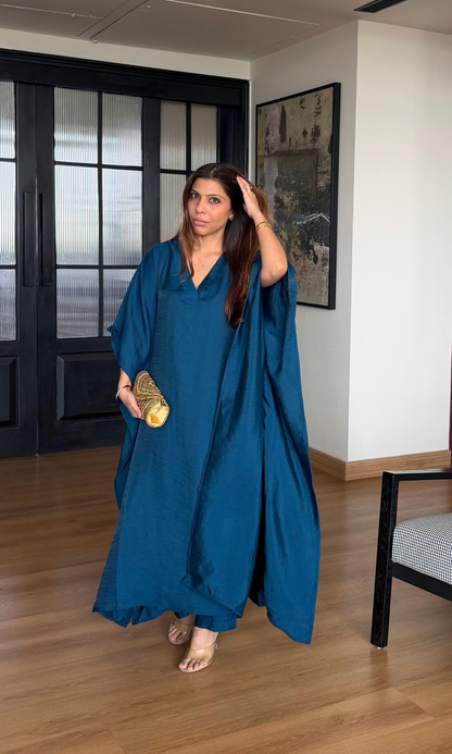 Teal Blue Textured Kaftan Style Co-ord