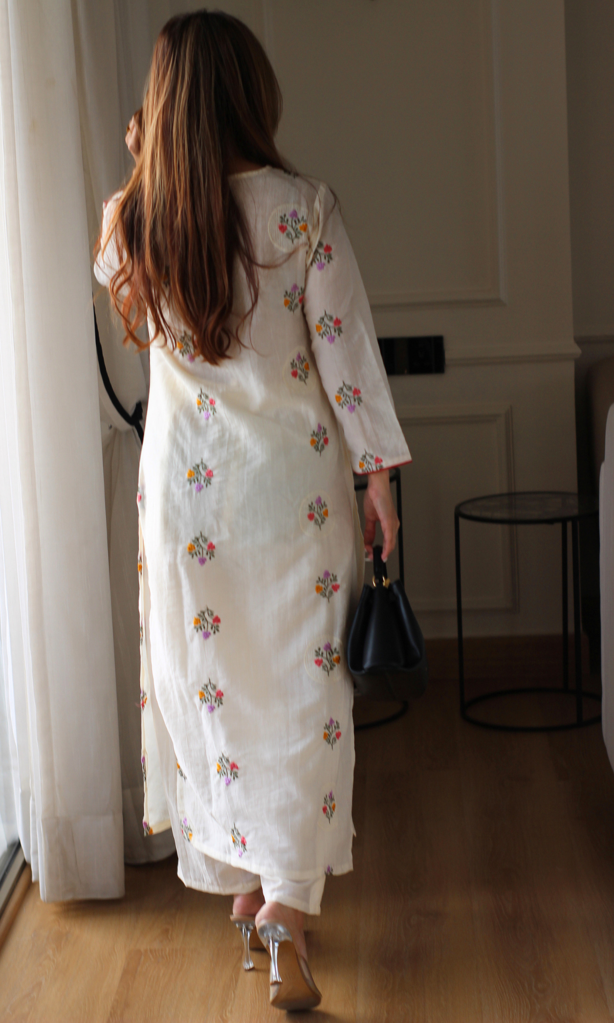 Ivory Red Embroidered Kurta & Pants