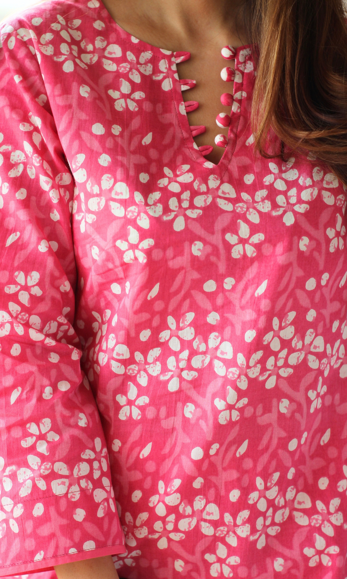 Blush Pink Dabu Print Kurta & Cotton Pants