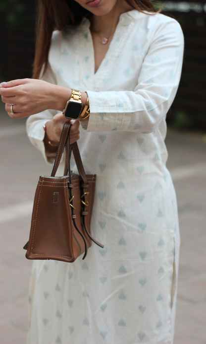 Oat Milk Cotton Dobby Pintex Collard Kurta with Pants