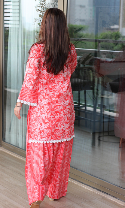 Gulaabi Noor Laced Kurta & Farshi Salwaar