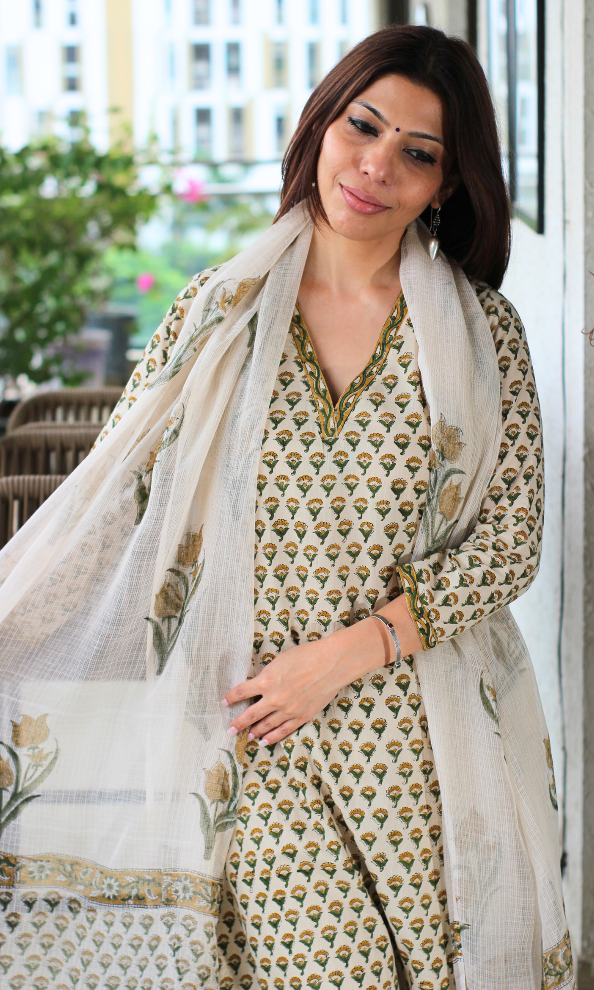 Saira Inaya Handblock Print Kurta, Kota Dupatta & Cotton Pants