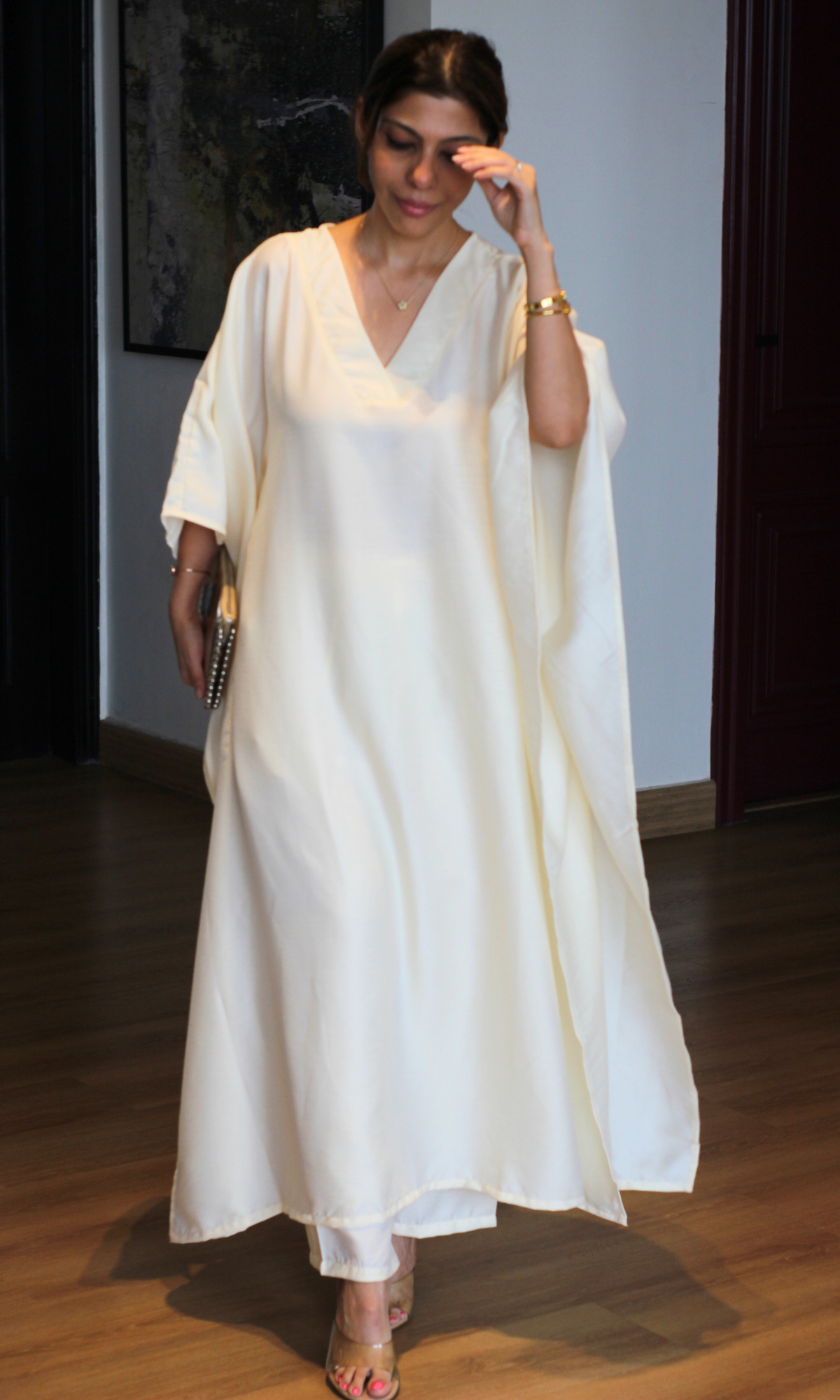 Off-white Textured Kaftan Style Co-ord