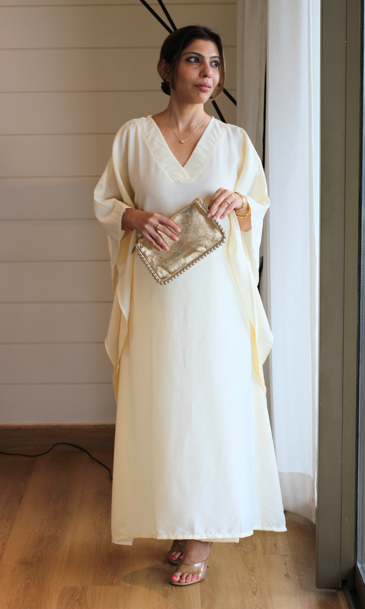 Off-white Textured Kaftan Style Co-ord