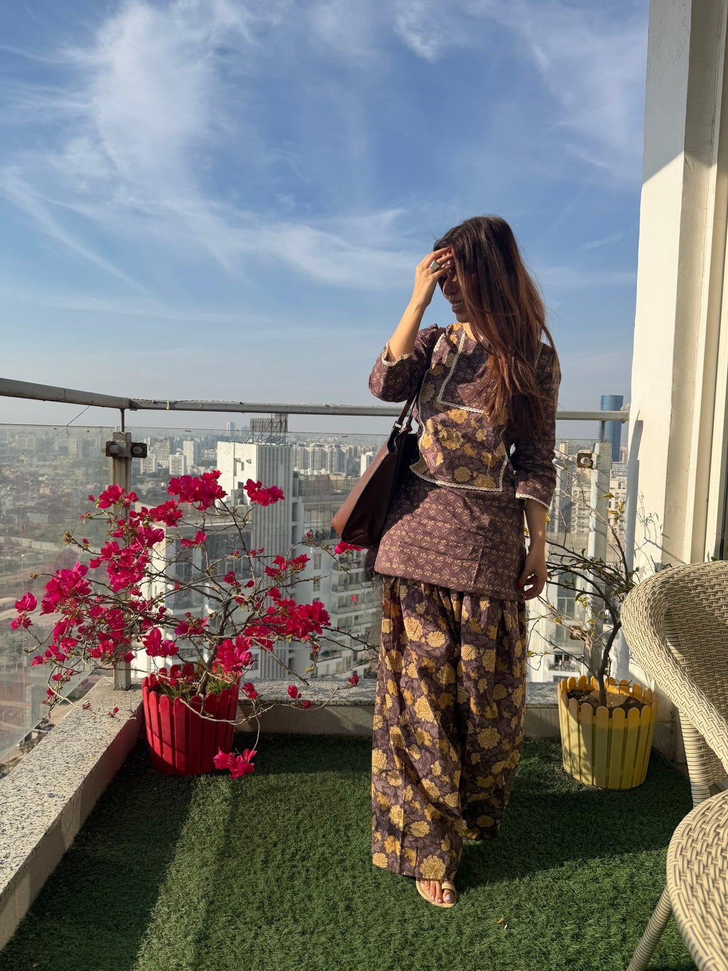 Cotton Zafran Block Print Kurta & Farshi Salwaar