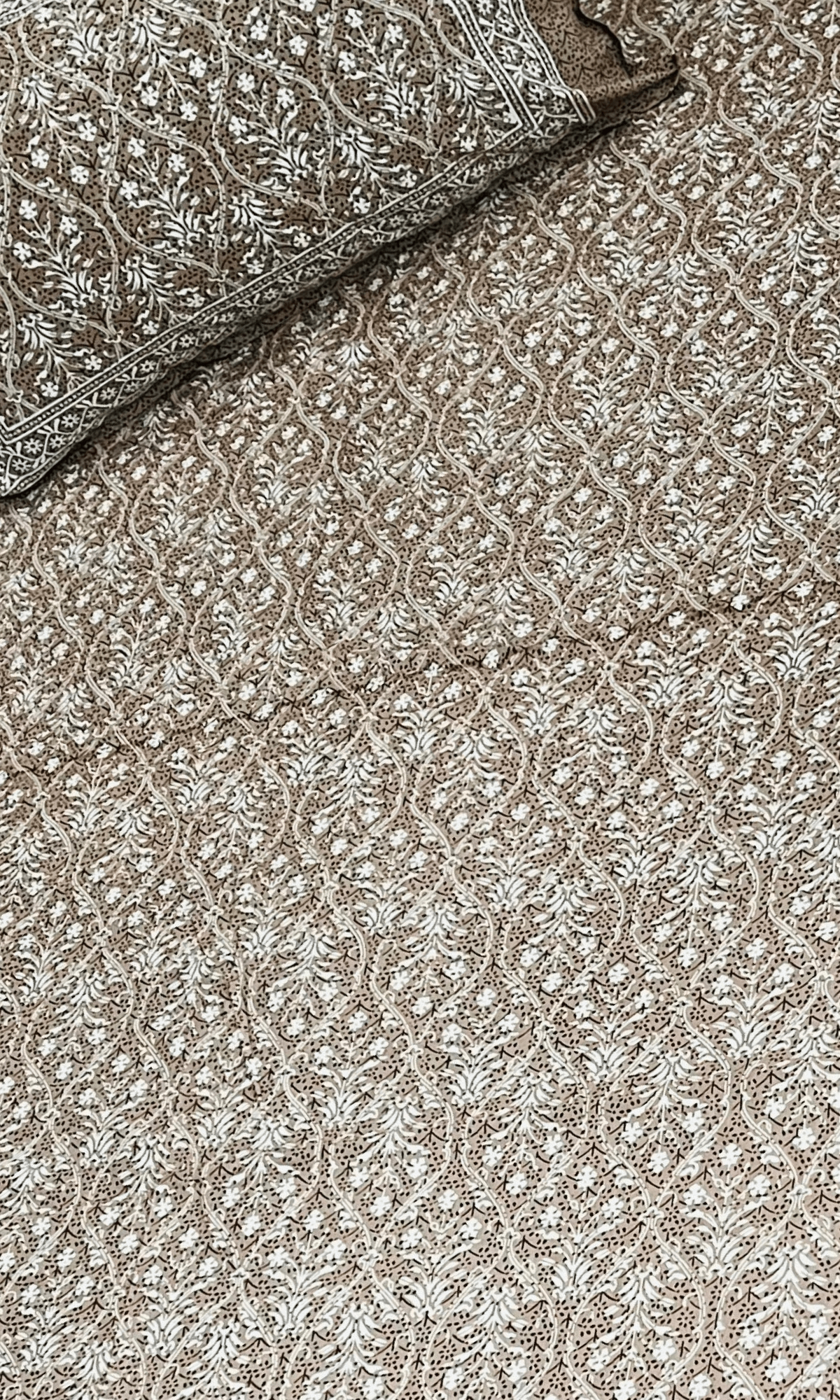 Cotton Block Printed Brown King Size Bedsheet with 2 Pillow Covers - Baareeki