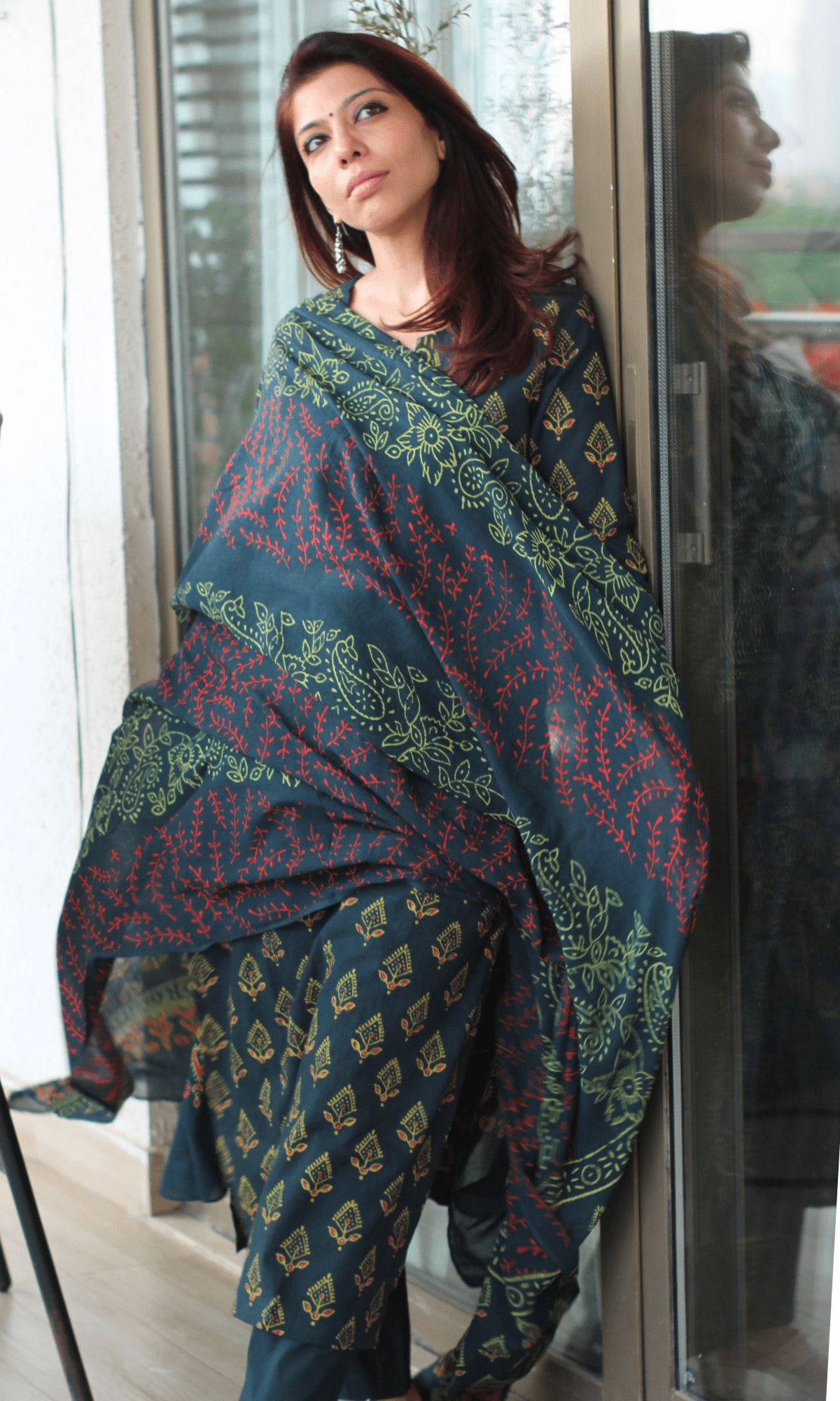 Cotton Dark Green Handblock Badmeri Print Suit with Cotton Printed Dupatta - Baareeki