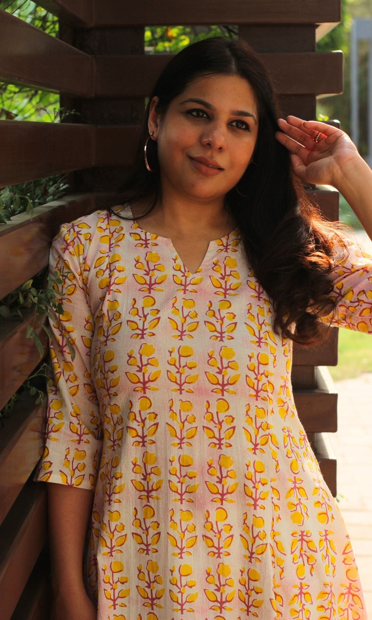 Cotton Gradient Yellow and Pink Printed Kali Kurta - Baareeki