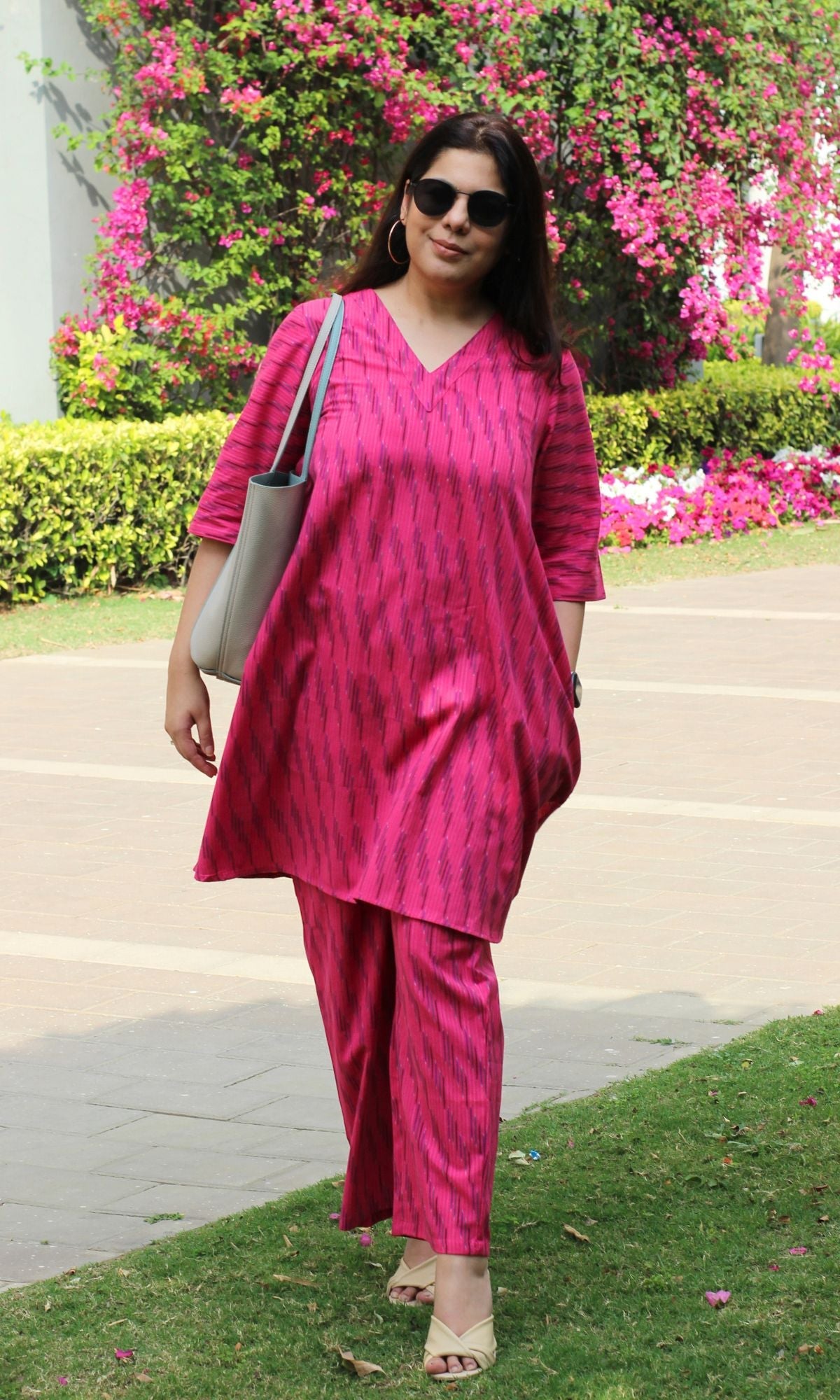 Cotton Handloom Ikat Hot Pink Coord Set - Baareeki