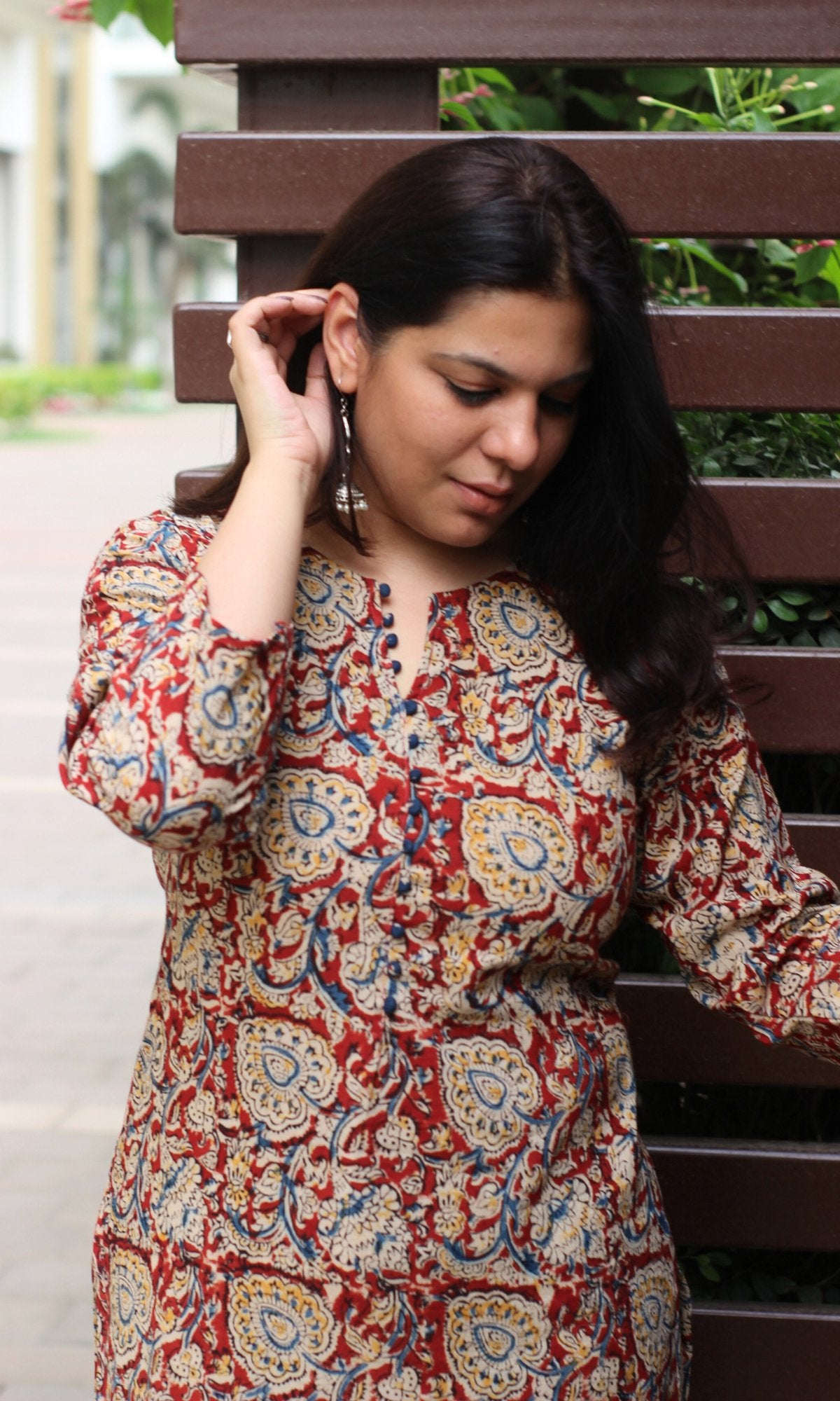 Cotton Kalamkari Red Kurta - Baareeki