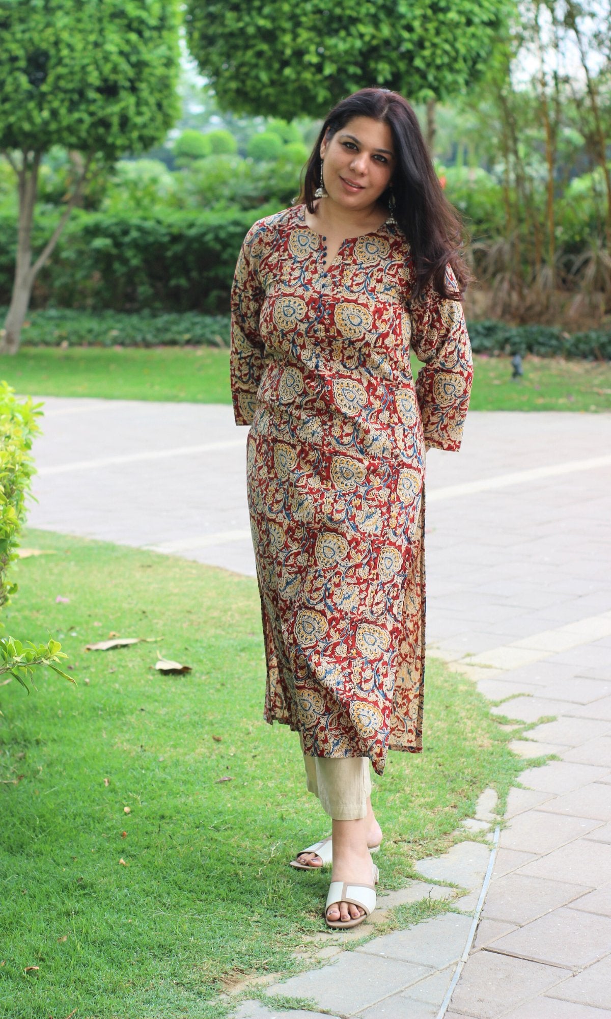 Cotton Kalamkari Red Kurta - Baareeki