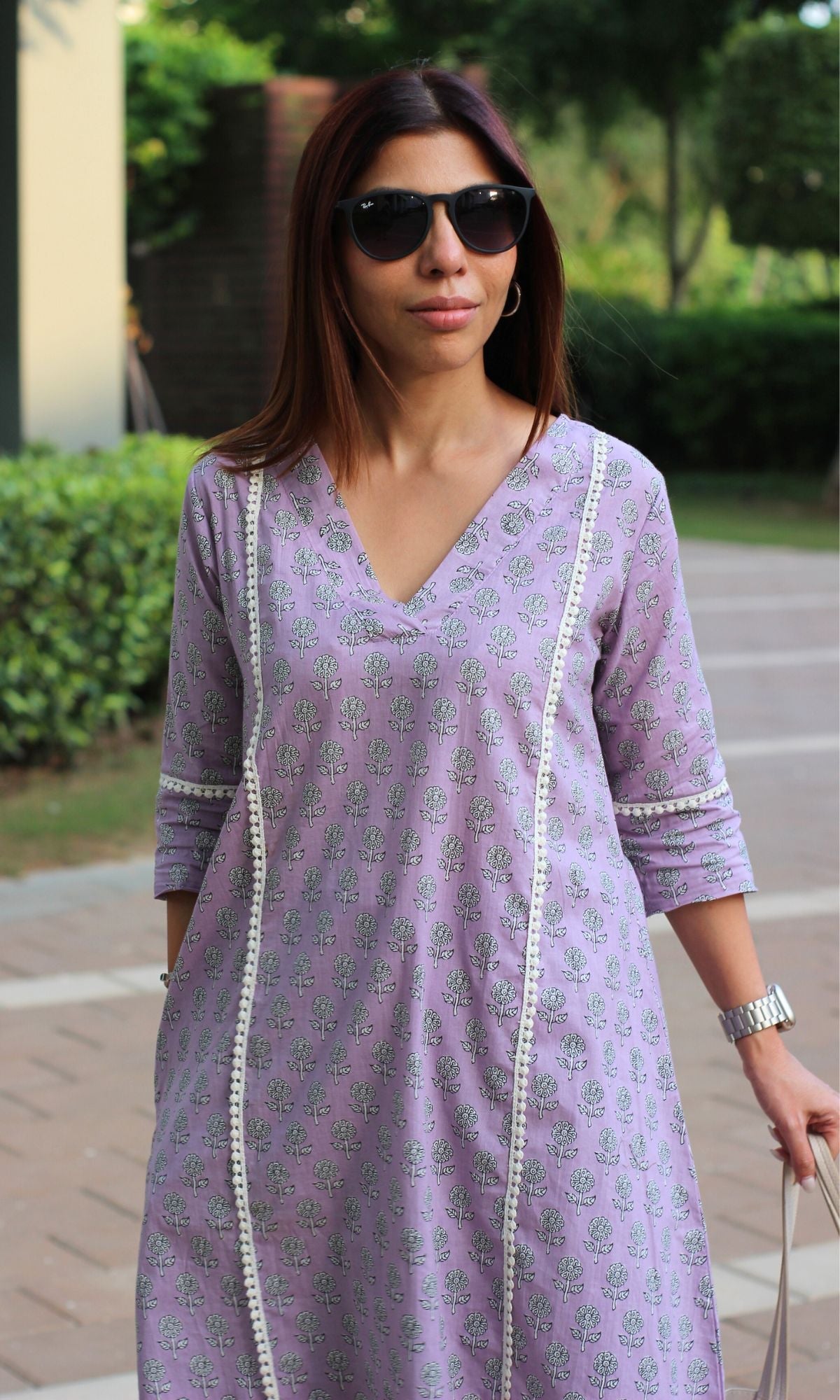 Cotton Light Purple Kurta and Pathani Pants - Baareeki