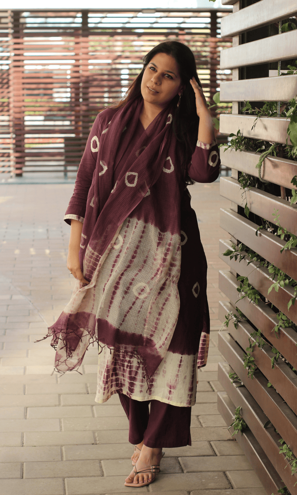 Red - Tie-Dye Kota Doria Cotton Leheriya Dupatta 55