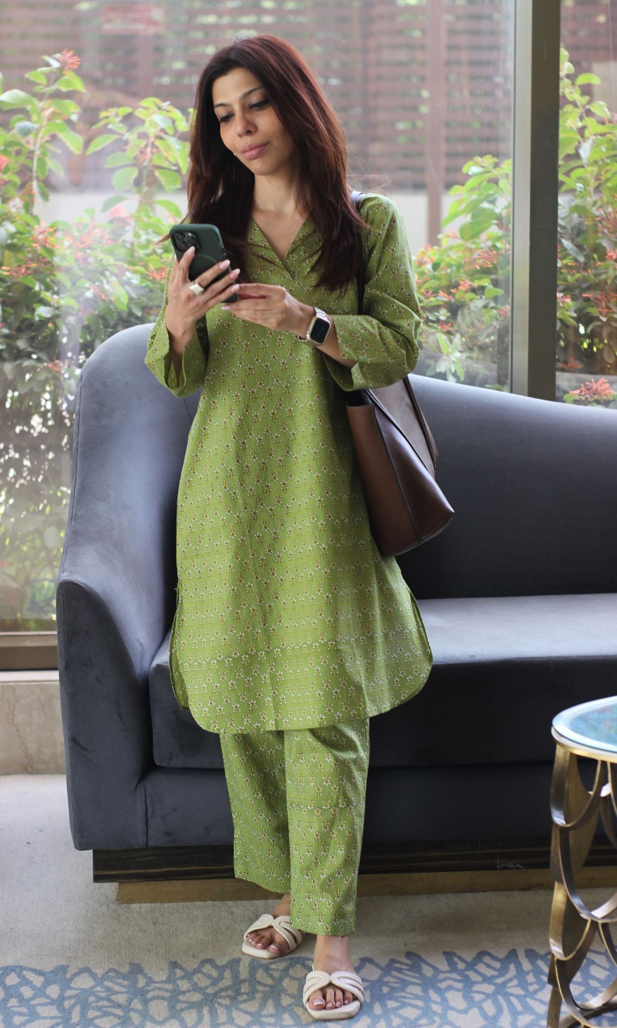 Cotton Olive Must Pathani Style Kurta & Pants - Baareeki