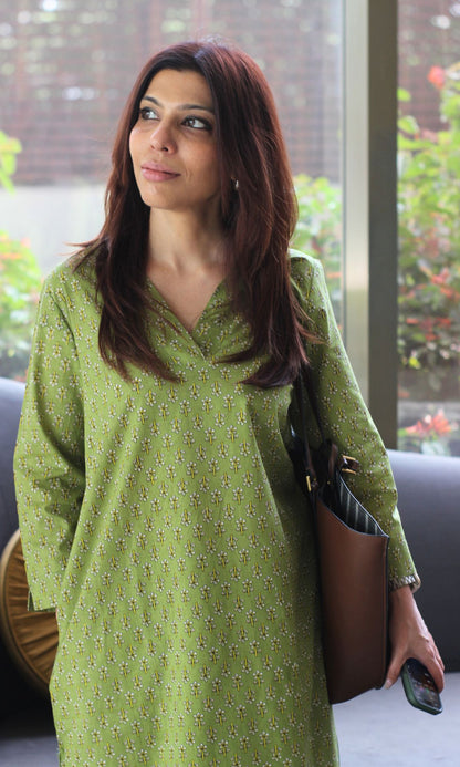 Cotton Olive Must Pathani Style Kurta & Pants - Baareeki
