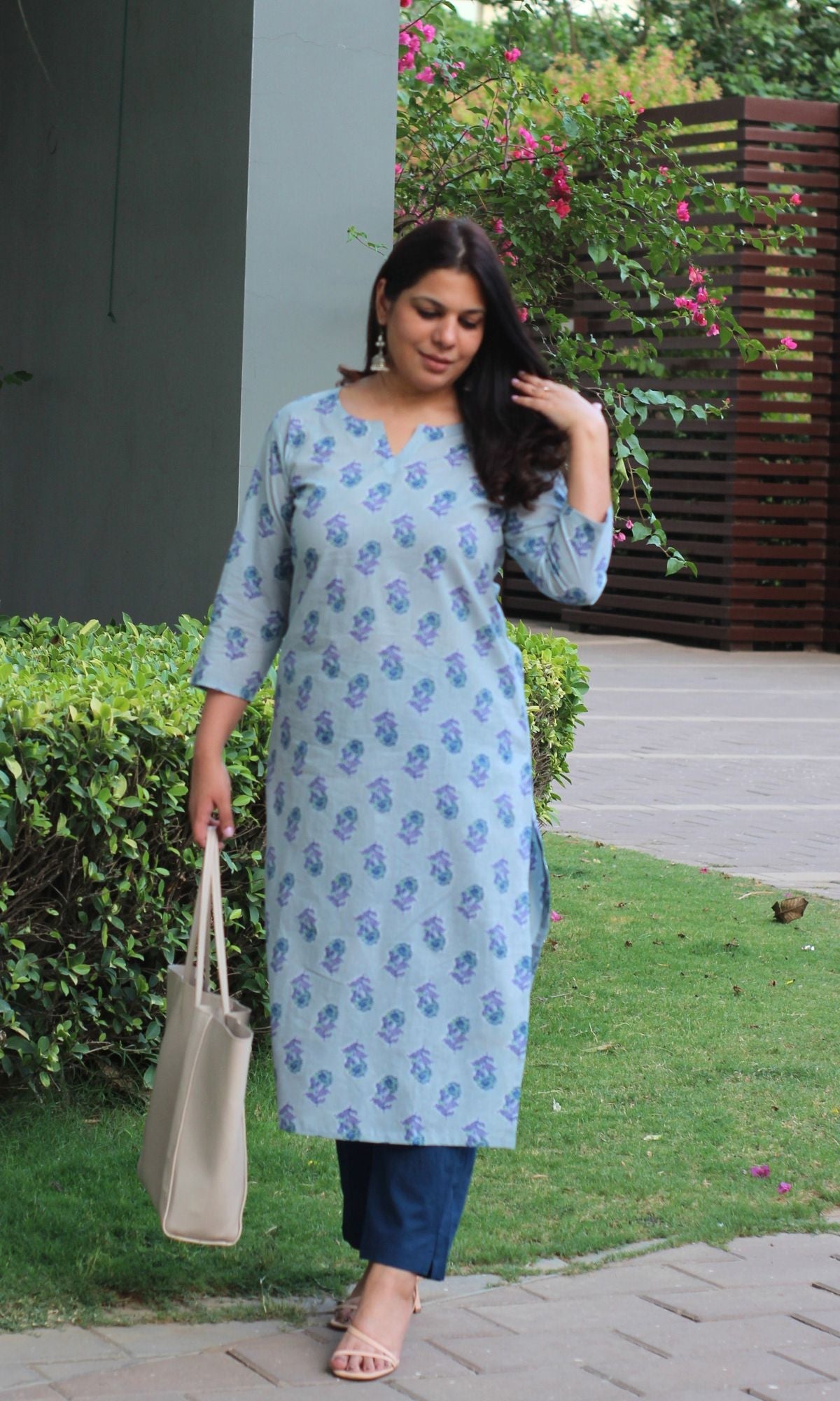 Cotton Pale Purple Straight Kurta - Baareeki