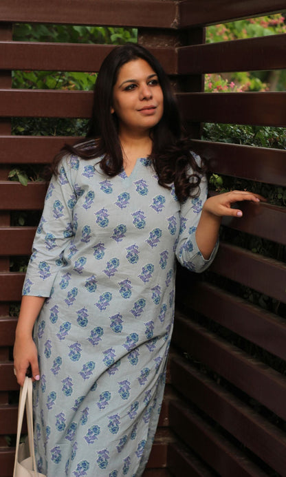 Cotton Pale Purple Straight Kurta - Baareeki