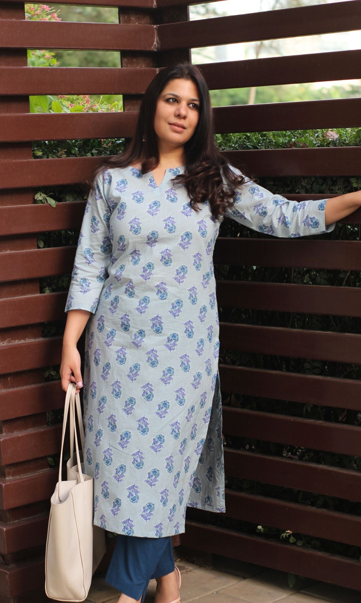 Cotton Pale Purple Straight Kurta - Baareeki