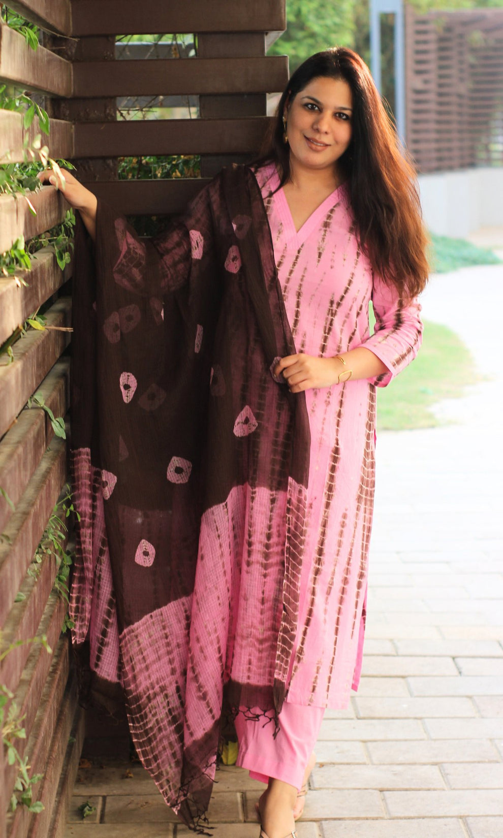 Pankhudi Dewy Pink Kota Cotton Embroidered Suit (T+D) main image 0