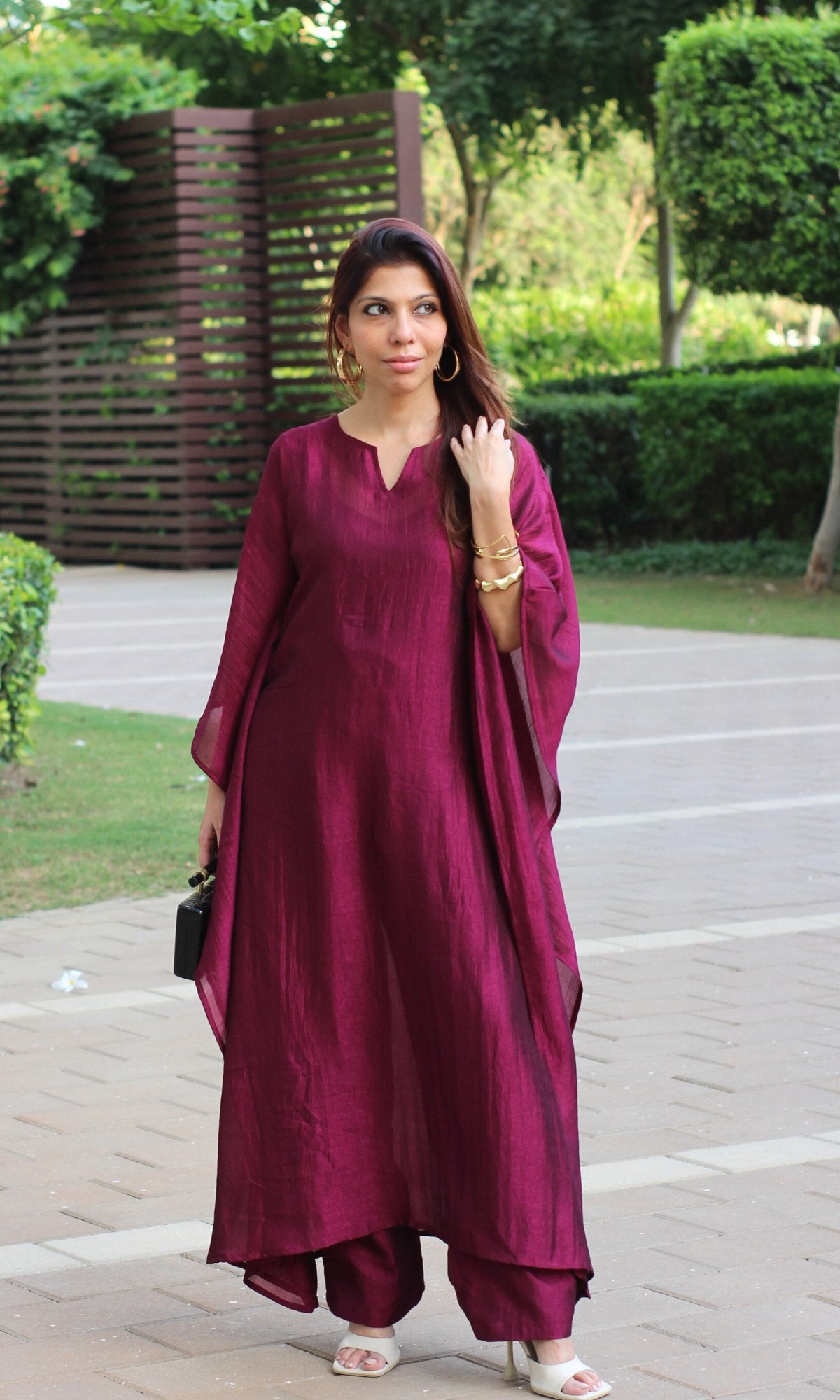 Luxe Wine Kaftan Style Coord Set - Baareeki