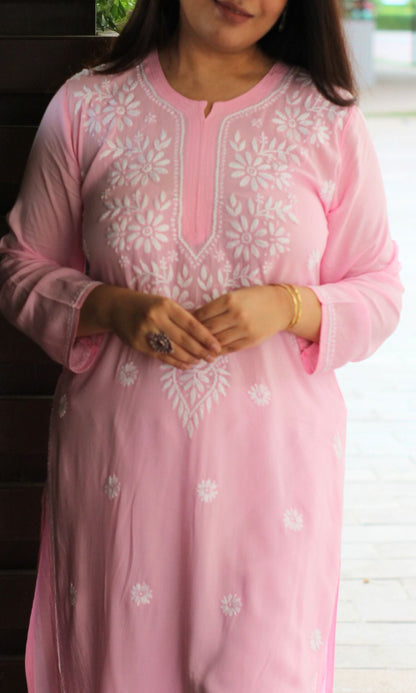 Modal Pink Chikankari Kurta - Baareeki