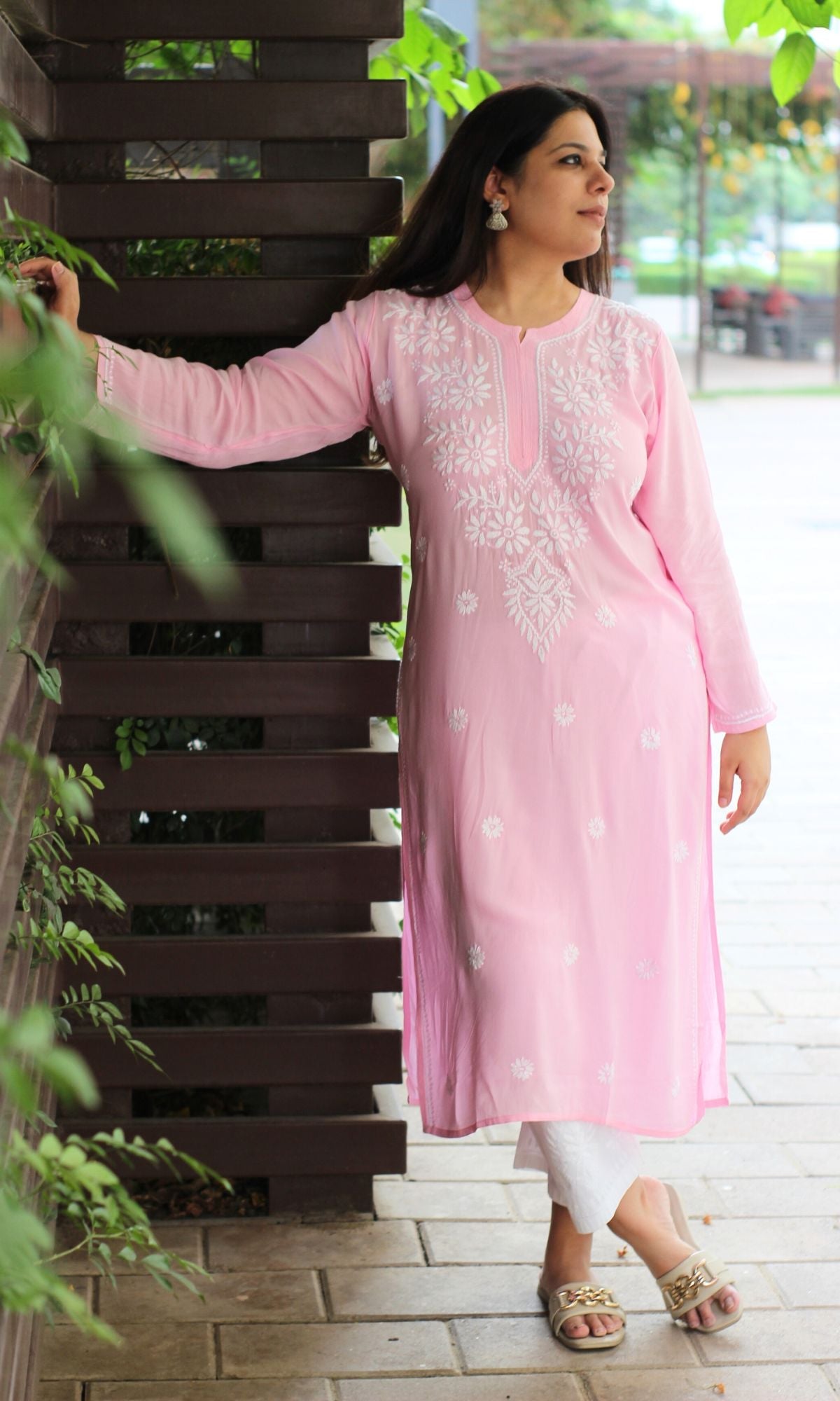 Modal Pink Chikankari Kurta - Baareeki